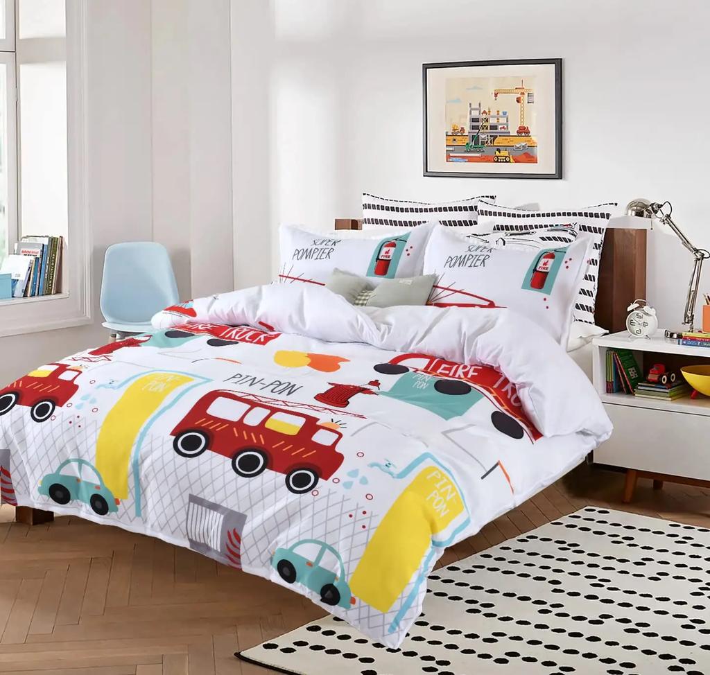 Truck Bedding Boy Cars Duvet Cover Set For Kids Girls Teens Freestyle Truck Decor Comforter Cover Blue Quilt Cover Bedding Decor