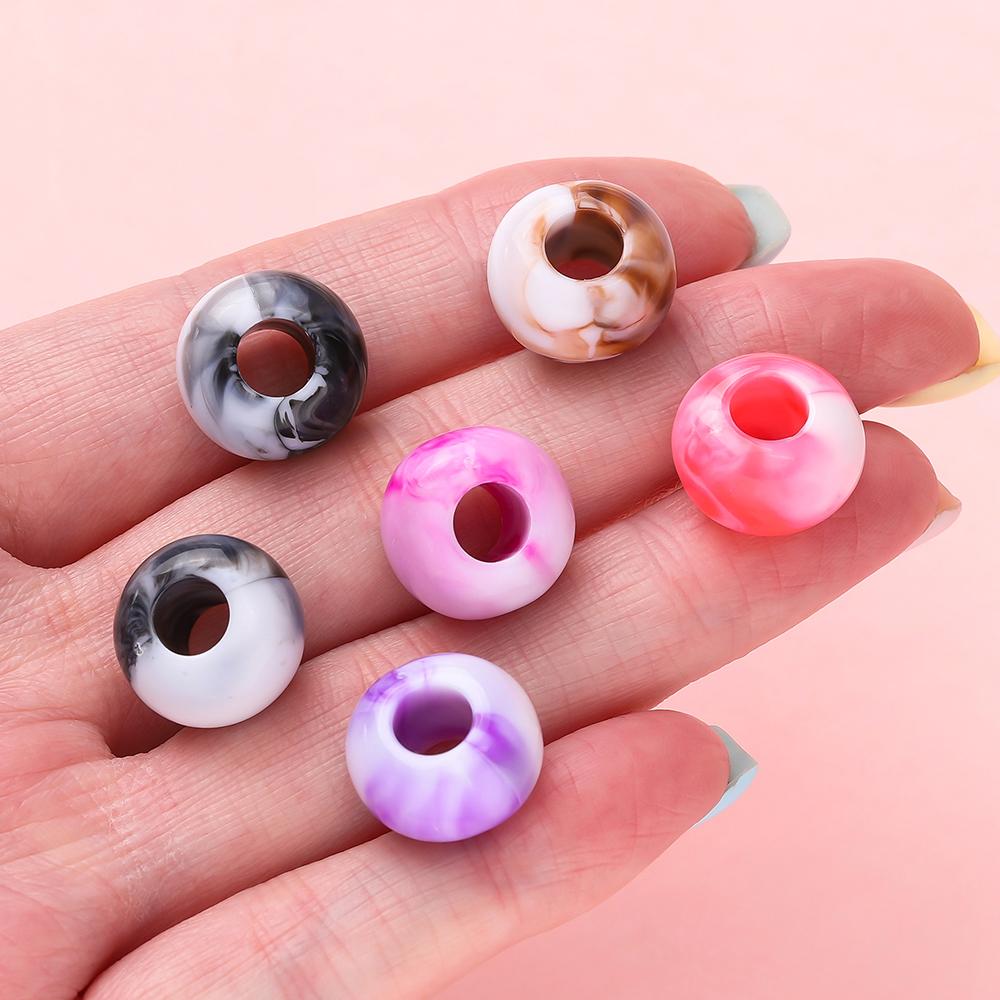 20pcs Acrylic Mixed Color Big Holes Beads Round Spacer Loose Beads for DIY Necklace Bracelet Earring Jewelry Making Accessories