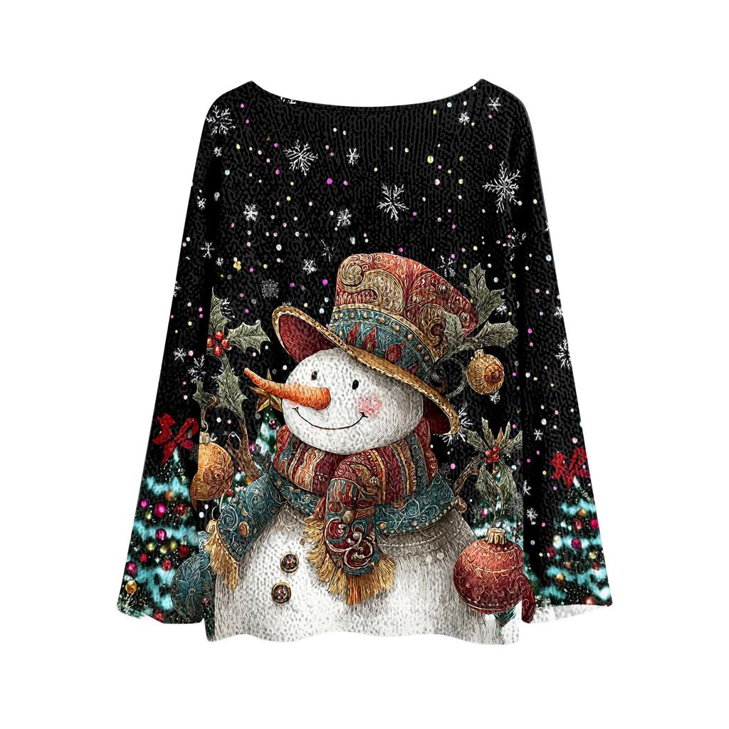 Womens  Fall Sweaters Long Sleeve Print Tops Pullover Sweaters Loose Dressy Casual Basic Clothes