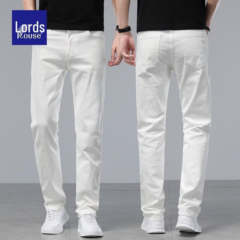 Luozhi Men s 2026 Summer Straight-Fit Thin Cotton Jeans 30 грязно-белый