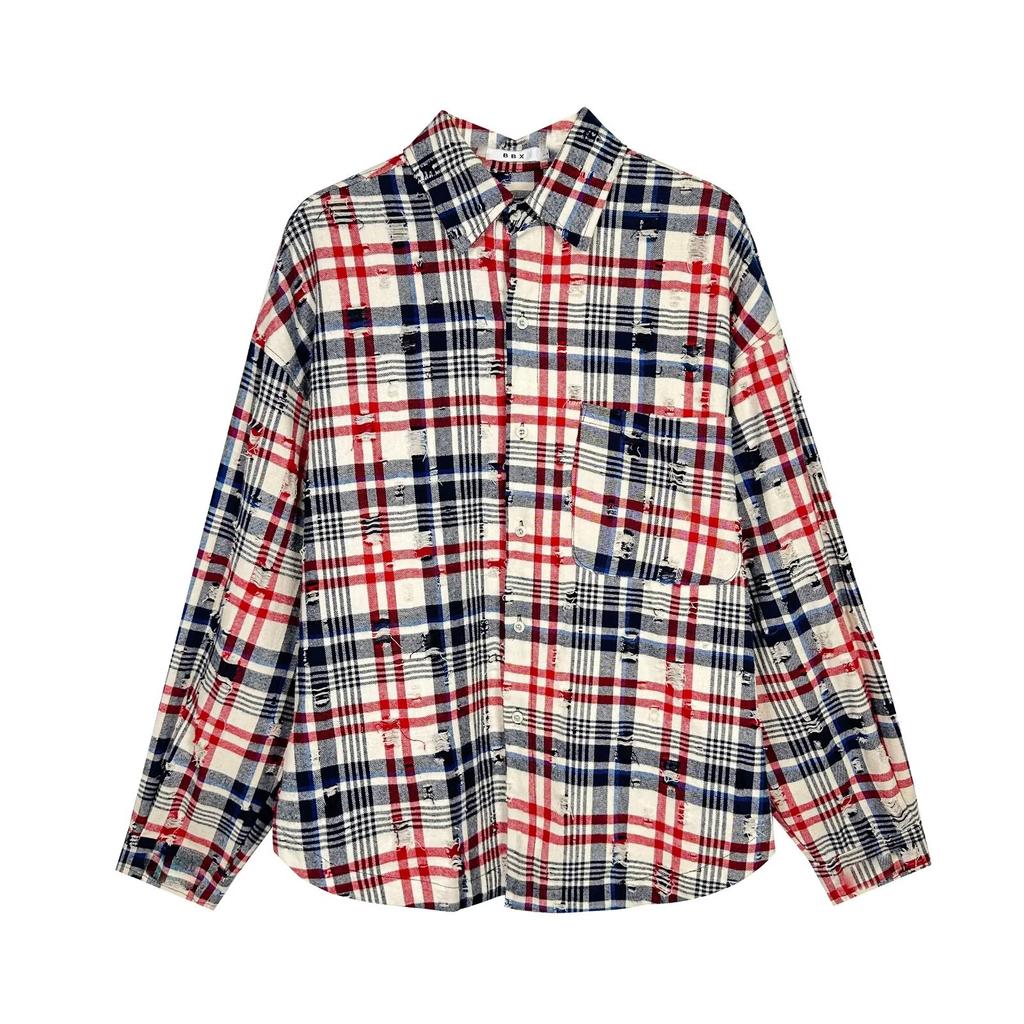 2024 Plaid Long Sleeve Shirt Japanese Hong Kong Style Ins Loose Shirt Boys Summer Trendy Versatile Casual Coat