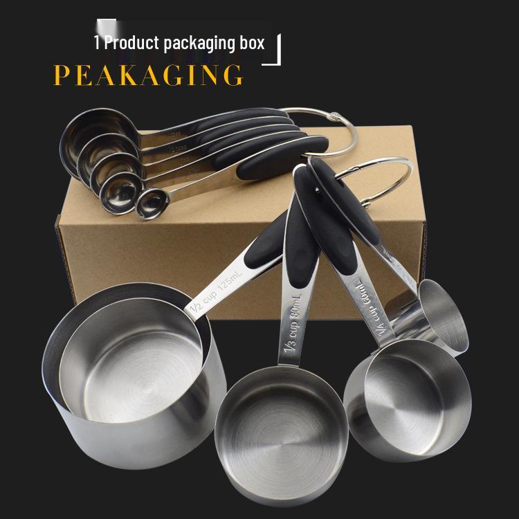 10-Piece Stainless Steel Measuring Cup & Spoon Set with Silicone Baking Tools