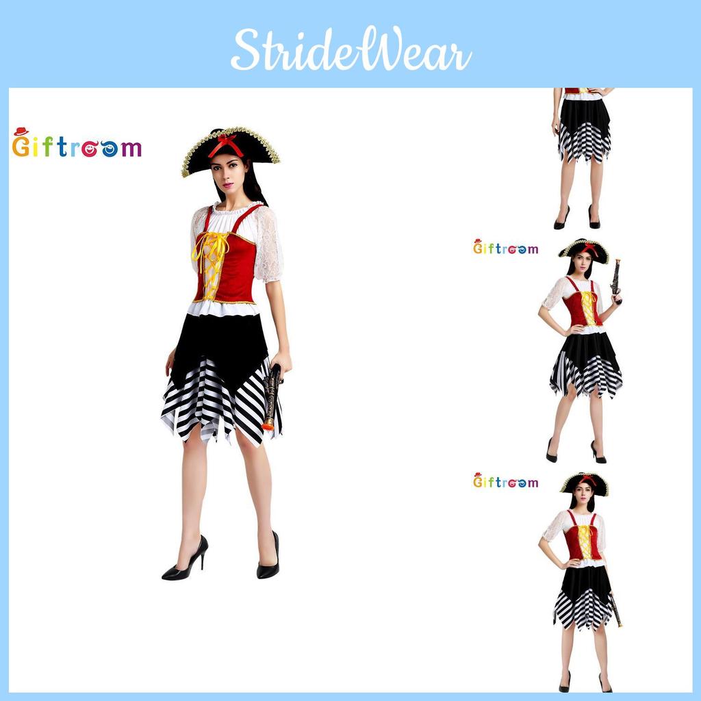 Chic Womens Pirate Costume Dress For Halloween Parties Made With Quality Polyester Fabric