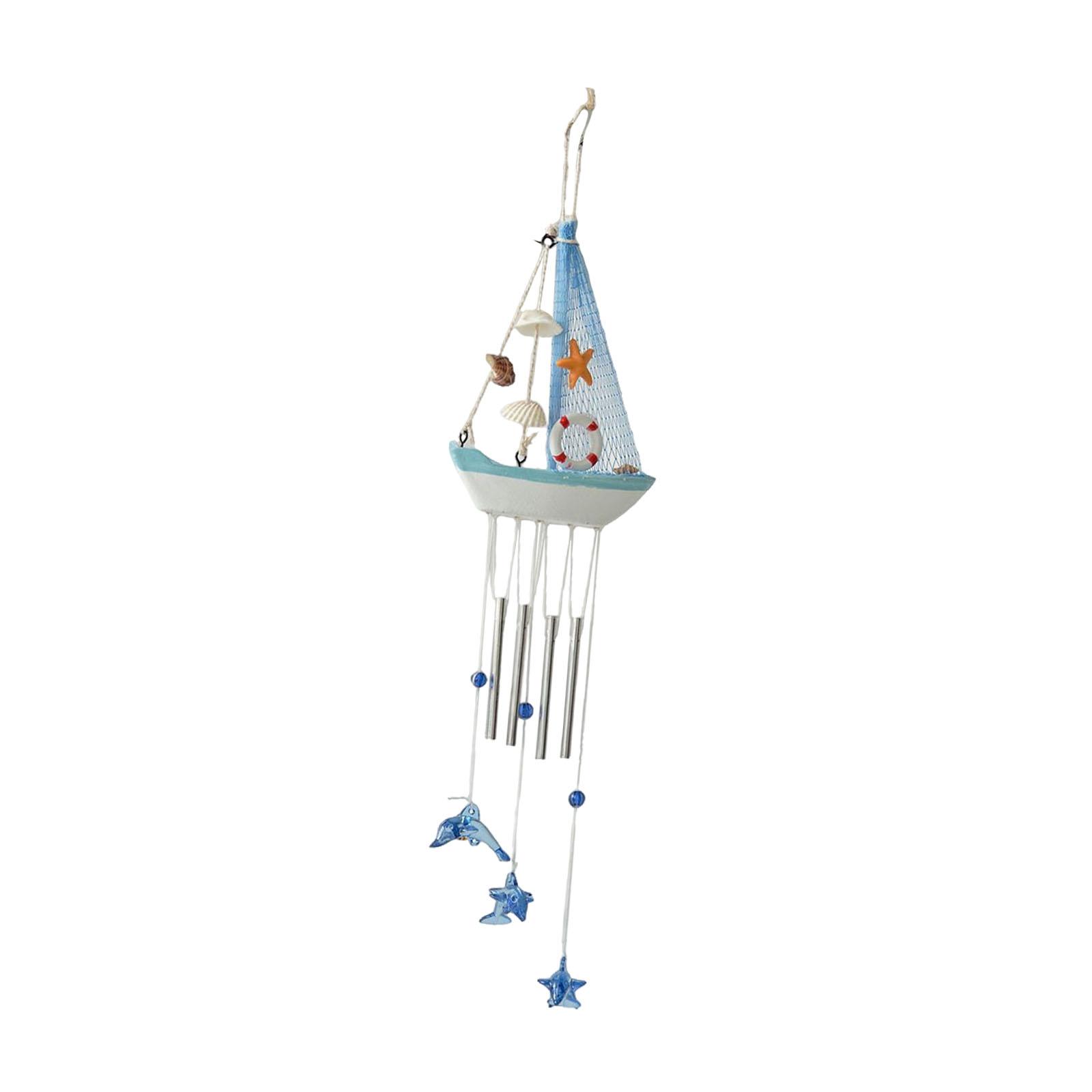 

Sailboat Wind Chime Unique Creative Gardening Gift Beach Art Nautical Decor Hanging Pendant Wind Bell for Indoor Window Porch