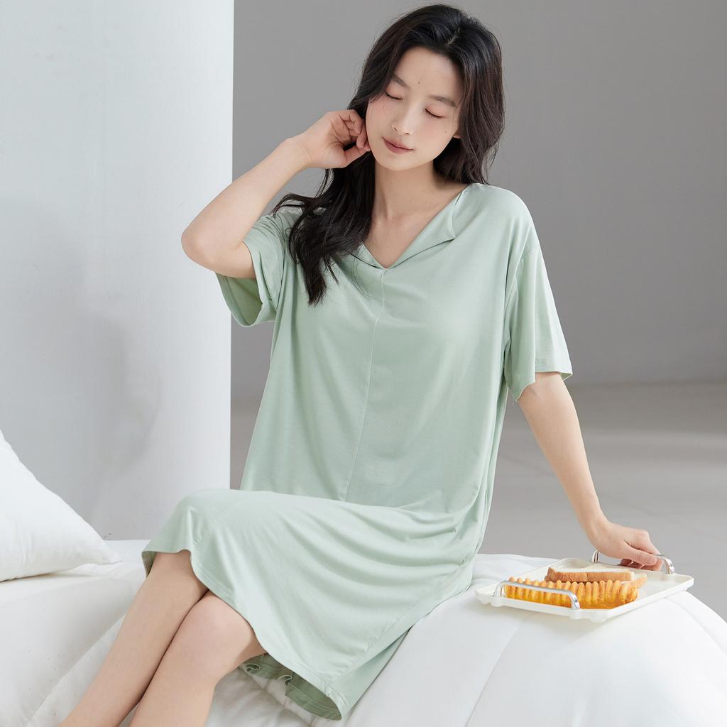 Gentle camisole nightdress for women, summer modal with padded short sleeve, new summer cooling style suitable for outdoor wear as pajamas