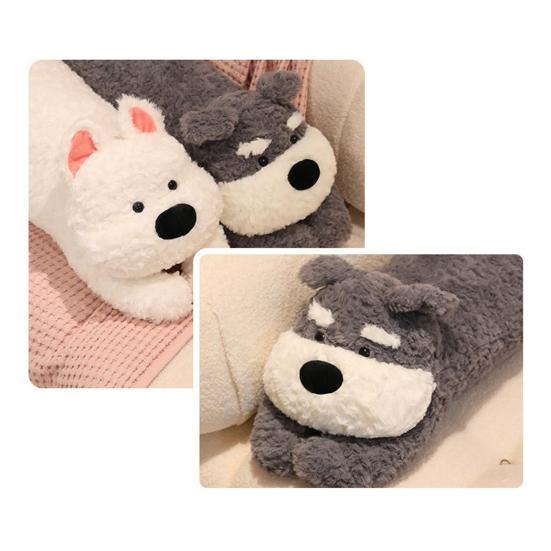 Stuffed Dog Pillow Fuzzy Dog Plush Toy Fluffy Cuddle Pillow Cute Animal Long Pillow Sofa Bed Use Cushion Gift for Kids Adults