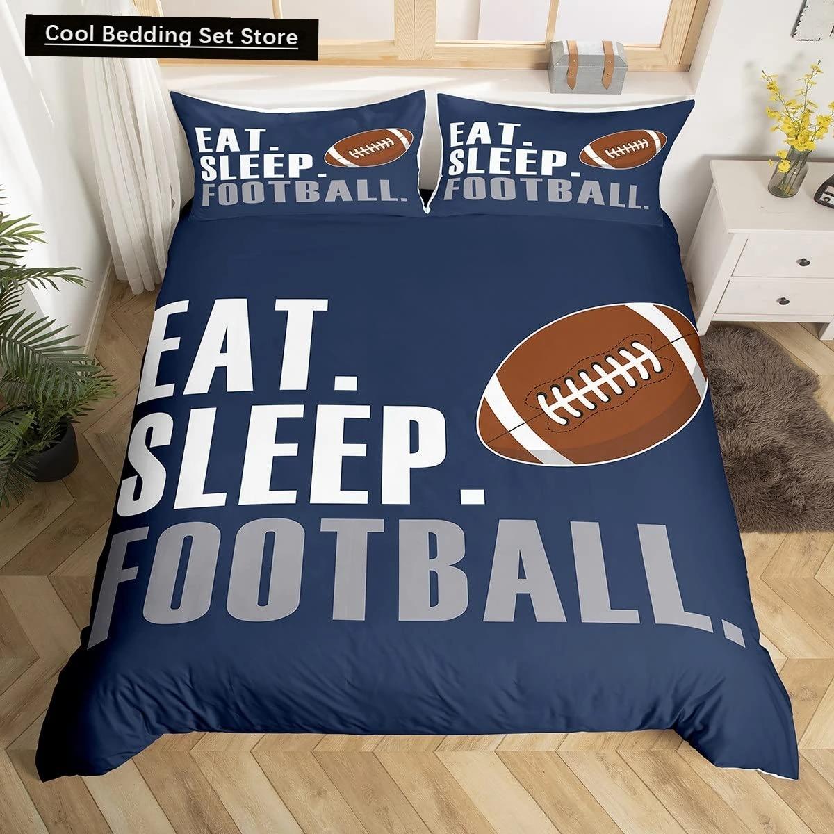 

3D Американский футбол King Queen Пододеяльник Мяч Спортивный комплект постельного белья для детей подростков мальчиков любителей спорта 23 шт. полиэстер пододеяльник EU Single 135x200cm