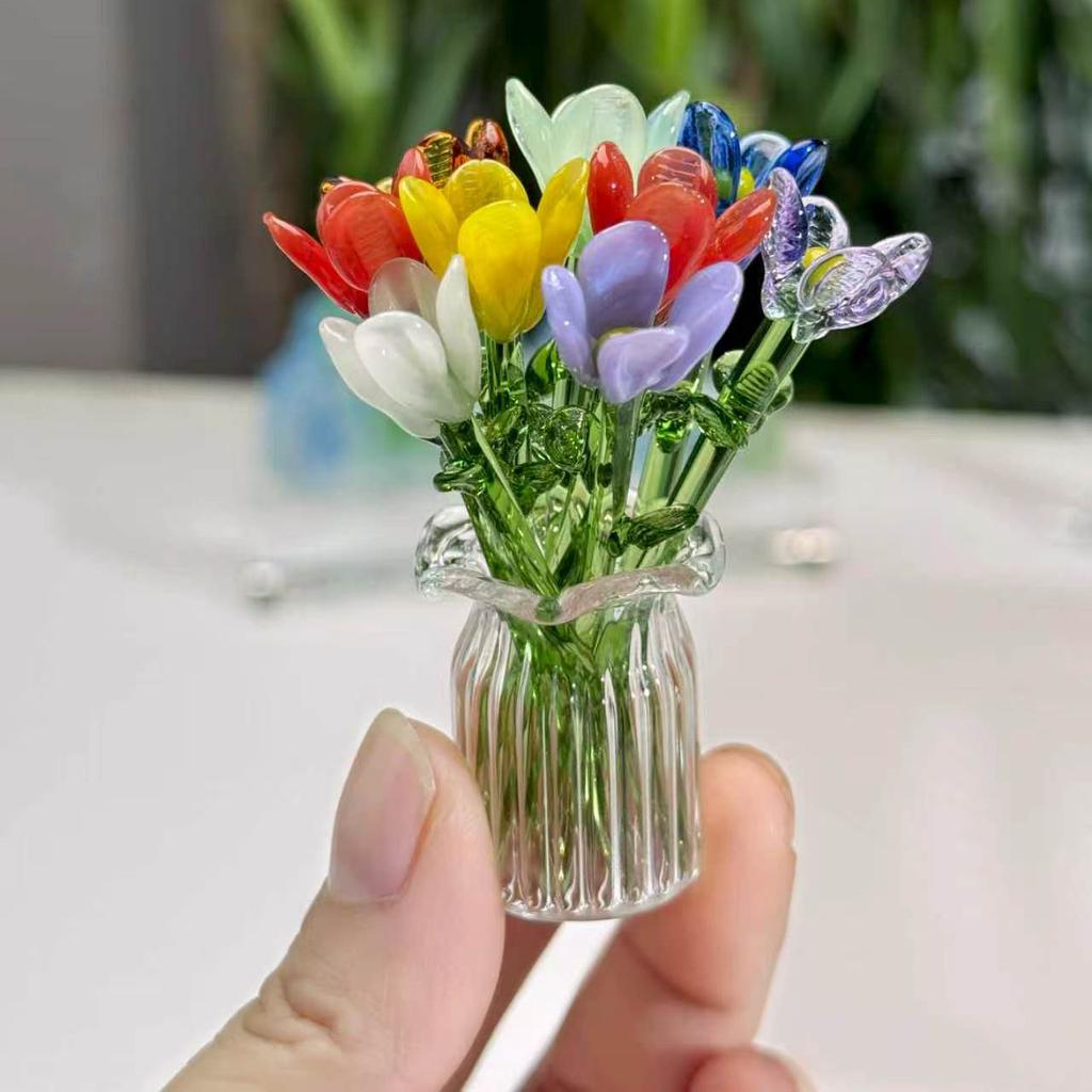 Glazed Handmade Small Flower Glass Simulation Bouquet Home Decoration Ornament