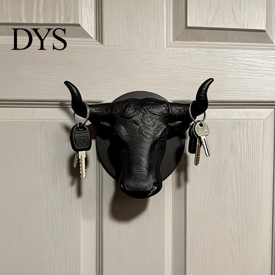 Retro Animal Head Hook Bull Hat Rack, Lightweight Wall-Mount Key Holder, Decorative Coat Creative Entryway Organizer Hook, Hanger for Home Wall