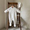 A-klass Höst 2025 Nyfödd Långärmad Fotad Jumpsuit med Liten Krage