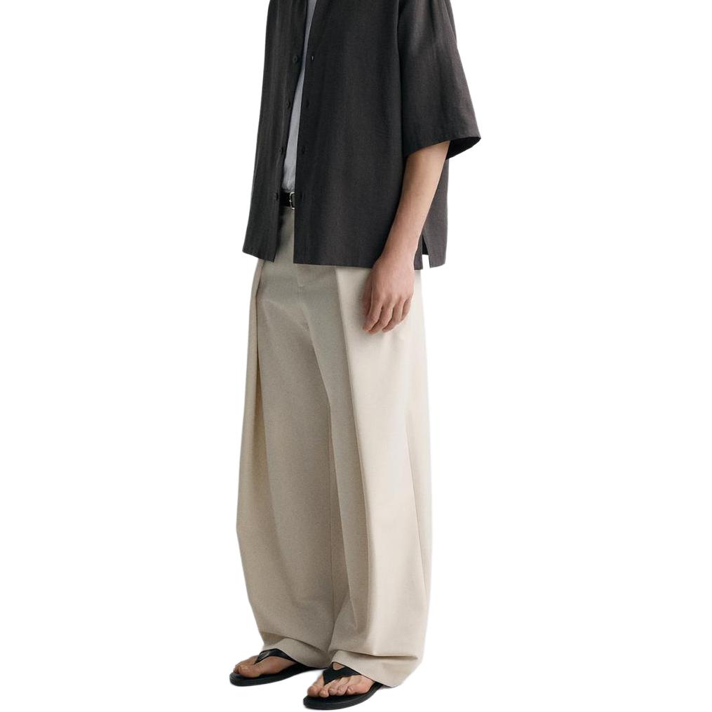 ZARA Casual Pants Men's Beige Moderate Wide Leg Pants 0706260-710