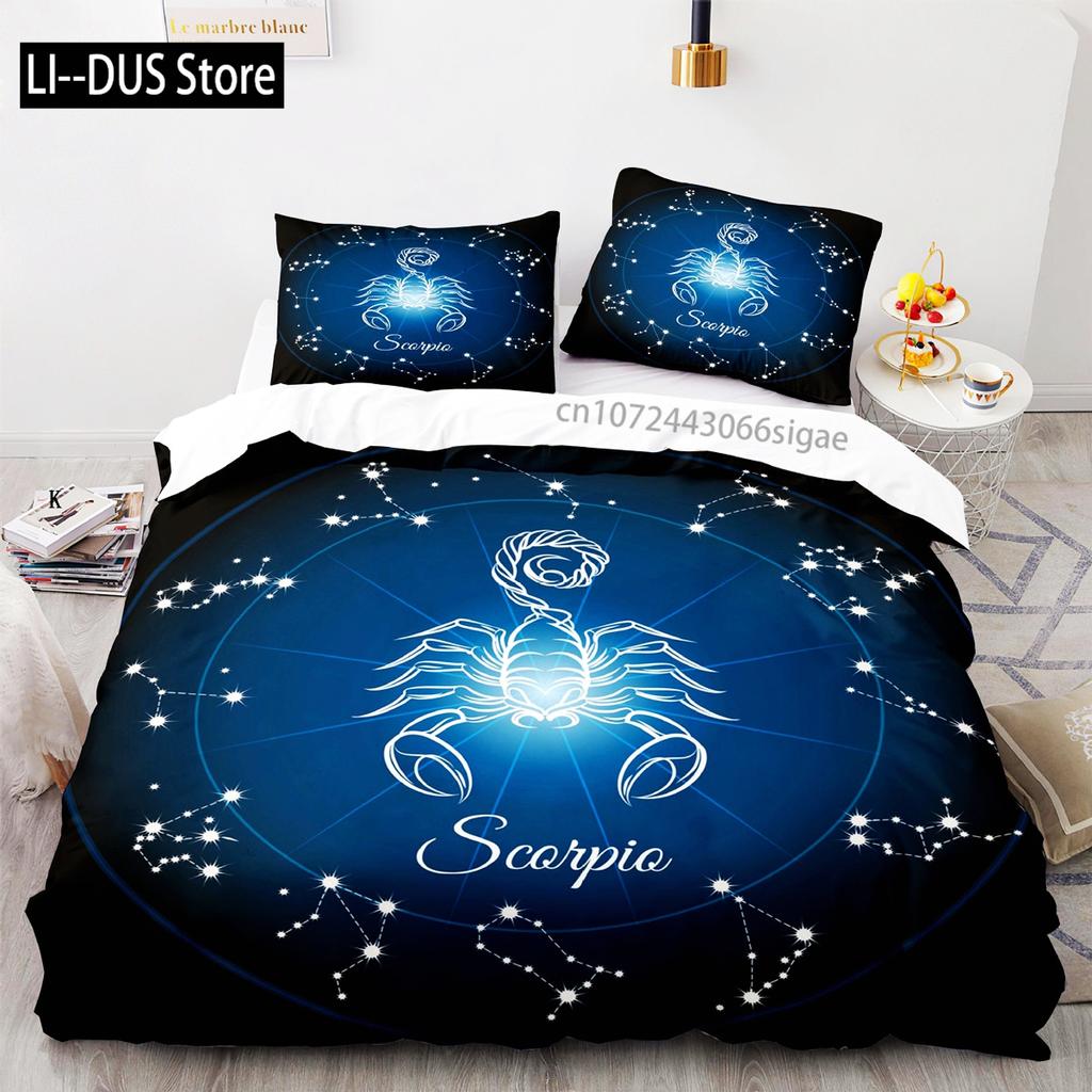 Comforter Constellation Aries Galaxy Theme 2/3Pcs Twin Bedding Set King Size Polyester For Constellation Lover