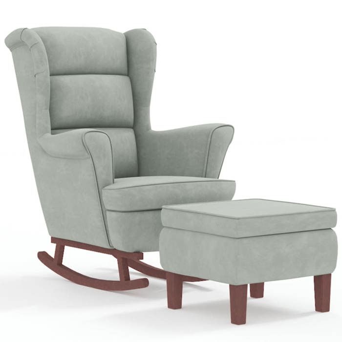 VidaXL Chaise à Bascule avec Pieds en Bois et Tabouret Fauteuil de Salon Relaxation Meuble de Salle de Séjour Chambre 3121230