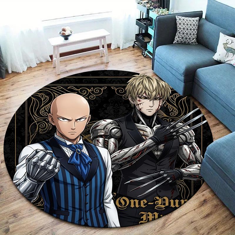 Onepunch Man Round Area Rug Carpet Rug For Living Room Bedroom Sofa Playroom Decor Nonslip Floor Mat
