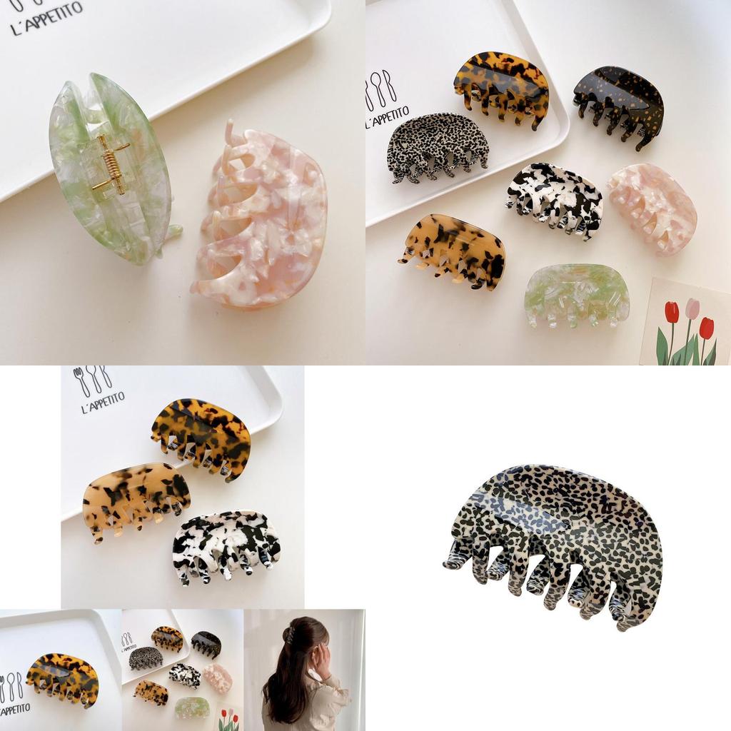 Large Oval 8cm Cow Pattern Hair Claw Clip For Women Stylish Retro Design