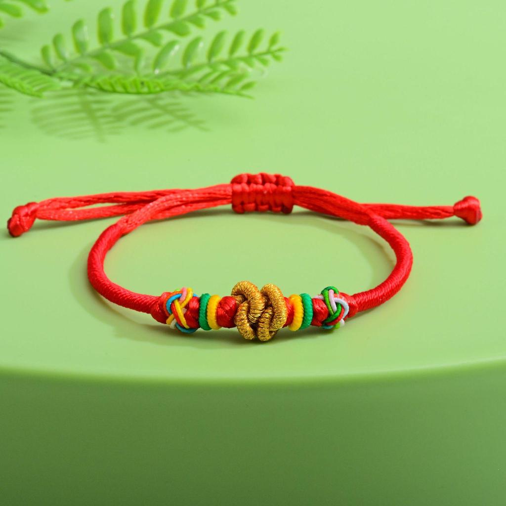 Handgefertigtes Fünffarbiges Knottenarmband: Ethnischer Stil Drachenbootfest-Accessoire für Erwachsene & Kinder