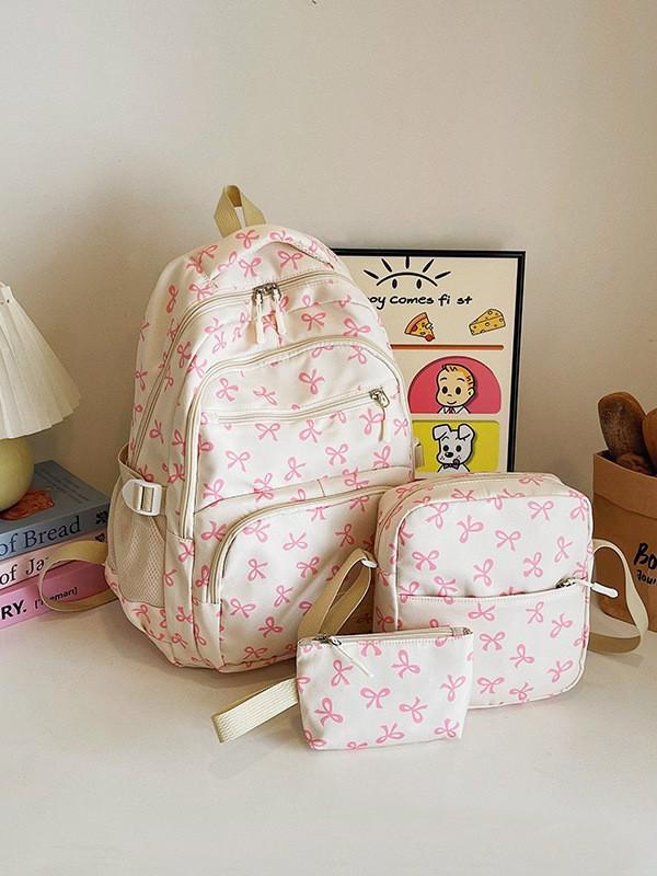 2025 Trendy Women's Three-Piece Backpack Set: Large Capacity, Fashionable College & Travel Bag