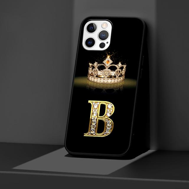 

Чорний силіконовий чохол для телефону Diamond Crown Letter Case для Apple Iphone 14 11 13 12 Pro Max Xr 7 8 +Se 2020 Xs 6 6s Plus 5 5s iPhone XR