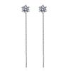Cercei Argint 925 Long Drop Earrings with Chain and Zirconia, Elegant Dangling Earrings, 925 Sterling Silver