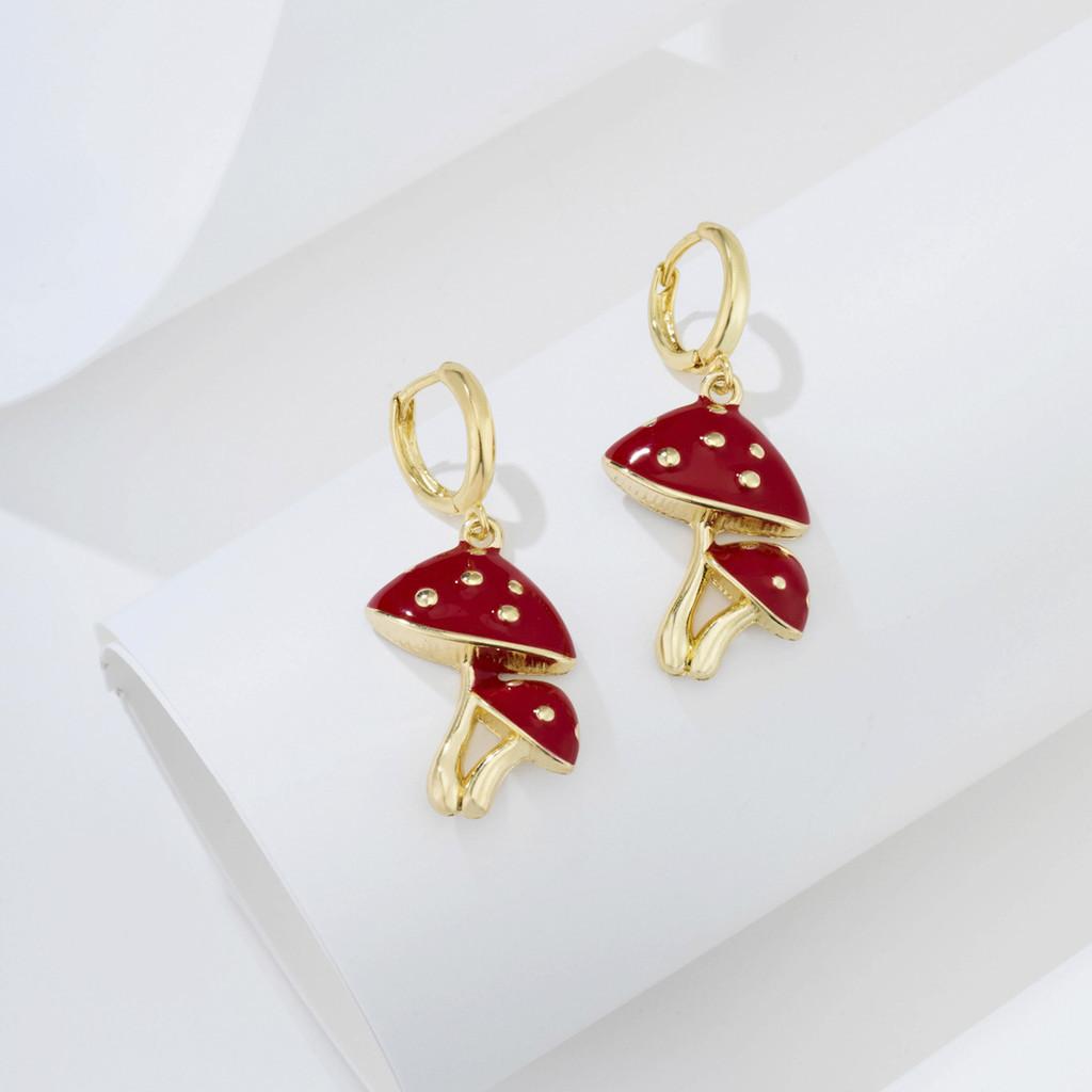 Unique Alloy Trending Geometric Mushroom Earrings For Versatile Women