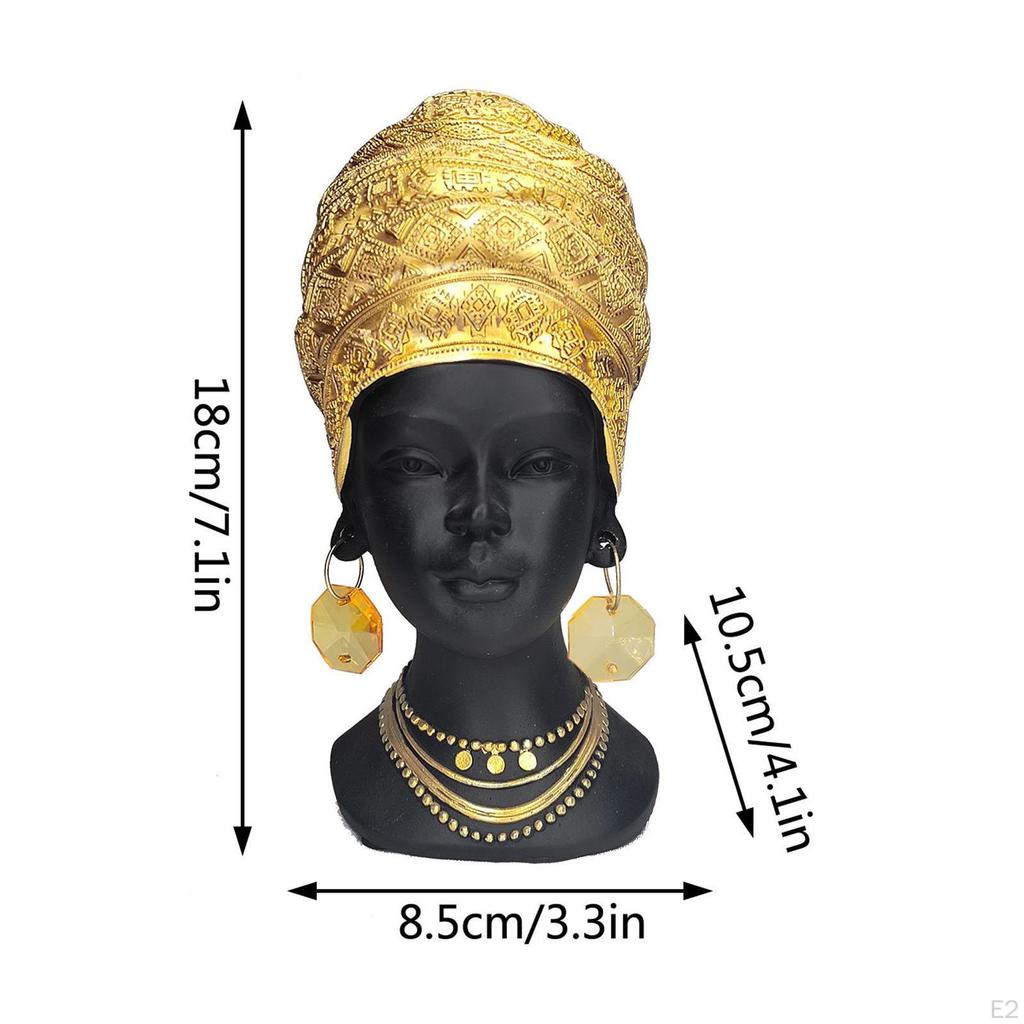 Elegant Resin African Woman Figurine with Vintage Wooden Jewelry Box Organizer Decor Centerpiece And