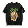 Skeleton Hand Coconut Tree Surfboard West Coast Vintage Tee Pure Cotton T-shirt