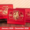 New Year Festive Red 2026 Desktop Desk Calendar Standing Desktop Paper Calendar  Table Decorations
