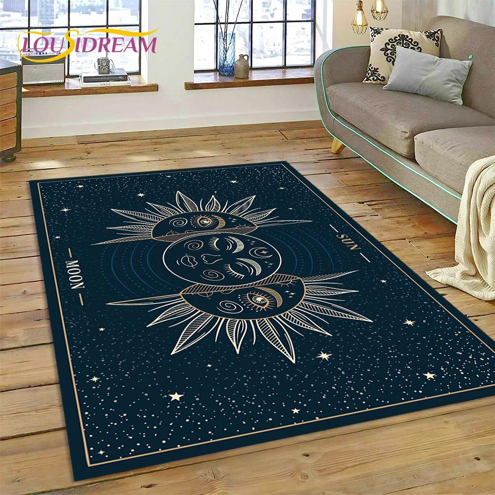 Sun Moon Mandala Magic Witchcraft Tarot Carpet Rug for Home Living Room Bedroom Sofa Doormat Decor,Area Rug Non-slip Floor Mat