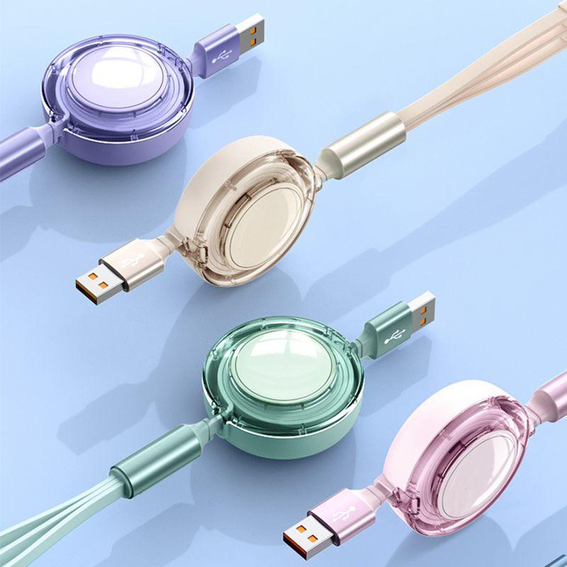 66W Fast Charging Retractable 3-in-1 Universal Cable for Apple & Android