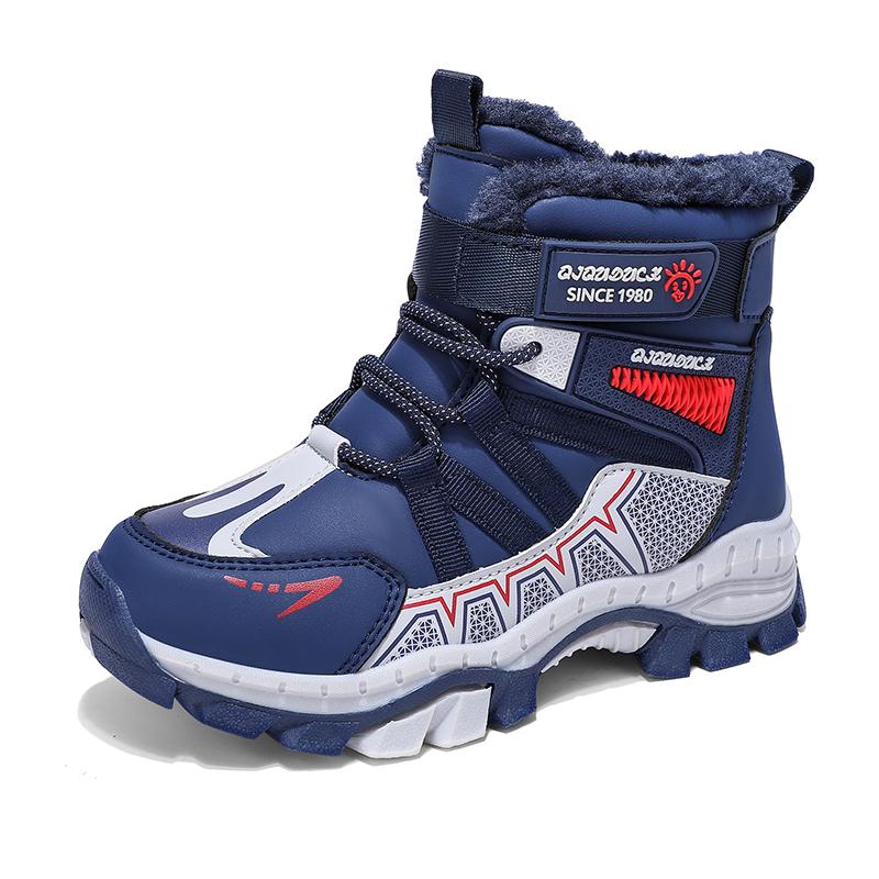 

Зимняя детская модная флисовая теплая обувь с высоким верхом, хлопковые ботинки для улицы, сноубутсы, повседневная хлопковая обувь 37 темно-синий