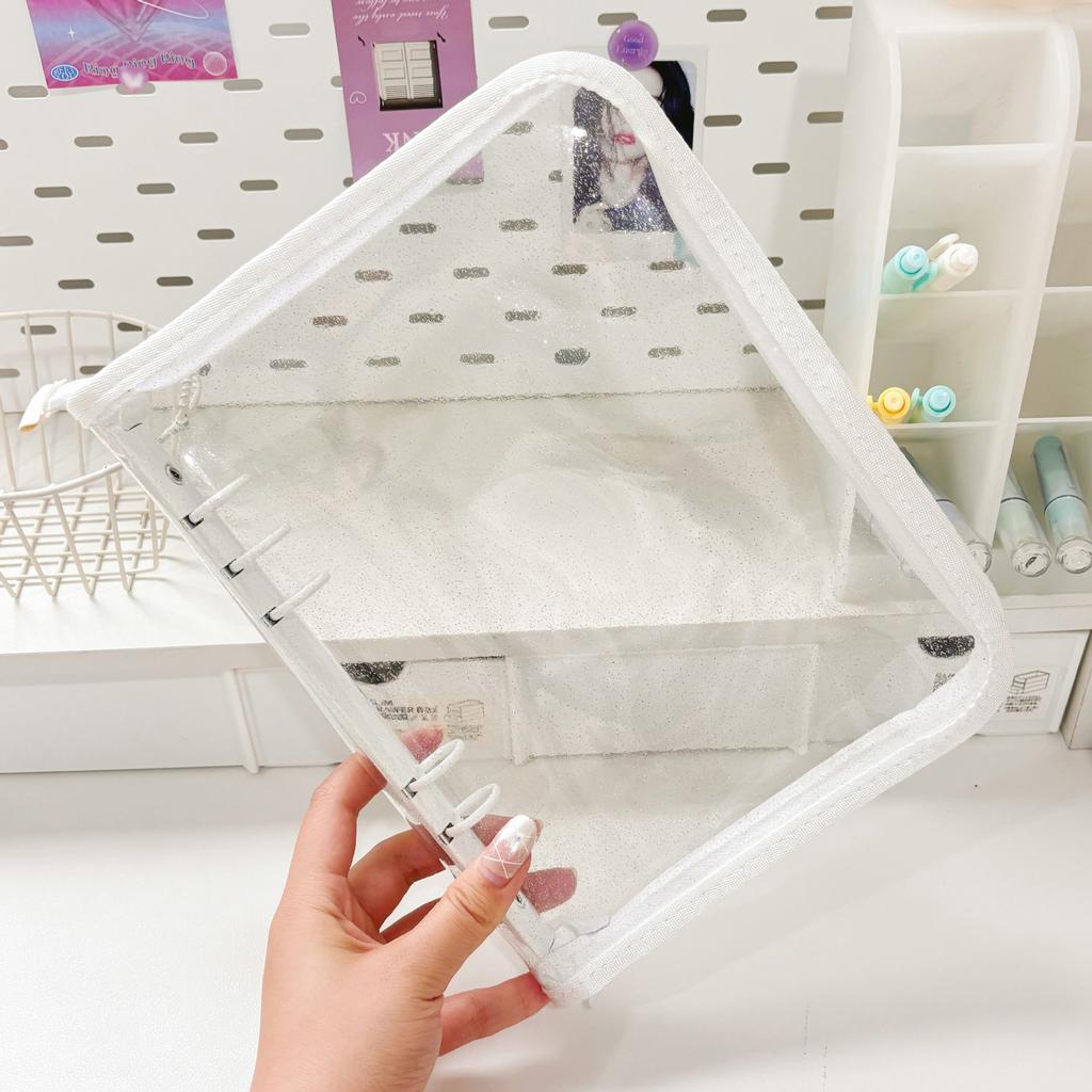 A5 Cute Ins Sparkling Blingbling Binder Pocards Transparent Zipper Po Album Card Holder Book Girl Hand Account Book Cover