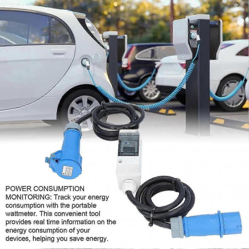 AC 220V 16A 3-Pin CEE-Steckdose mit LCD-Digitalanzeige Digitaler Stromzähler für Wohnmobil Elektroauto