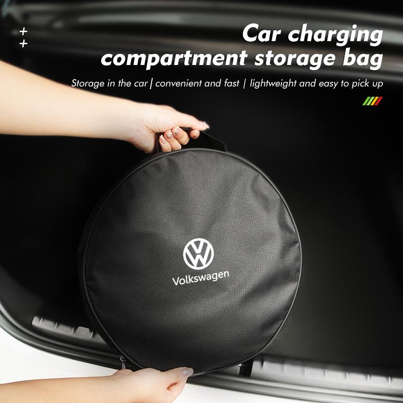 Car Charging Cable Organizer Rechargeable Gun Storage Bag For Volkswagen VW Scirocco Jetta Beetle Golf 4 5 6 Passat Polo B5 zj6
