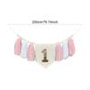 Girl's First Birthday Banner, Decorative Chair Garland with Tassels And Wooden Beads, Polyester