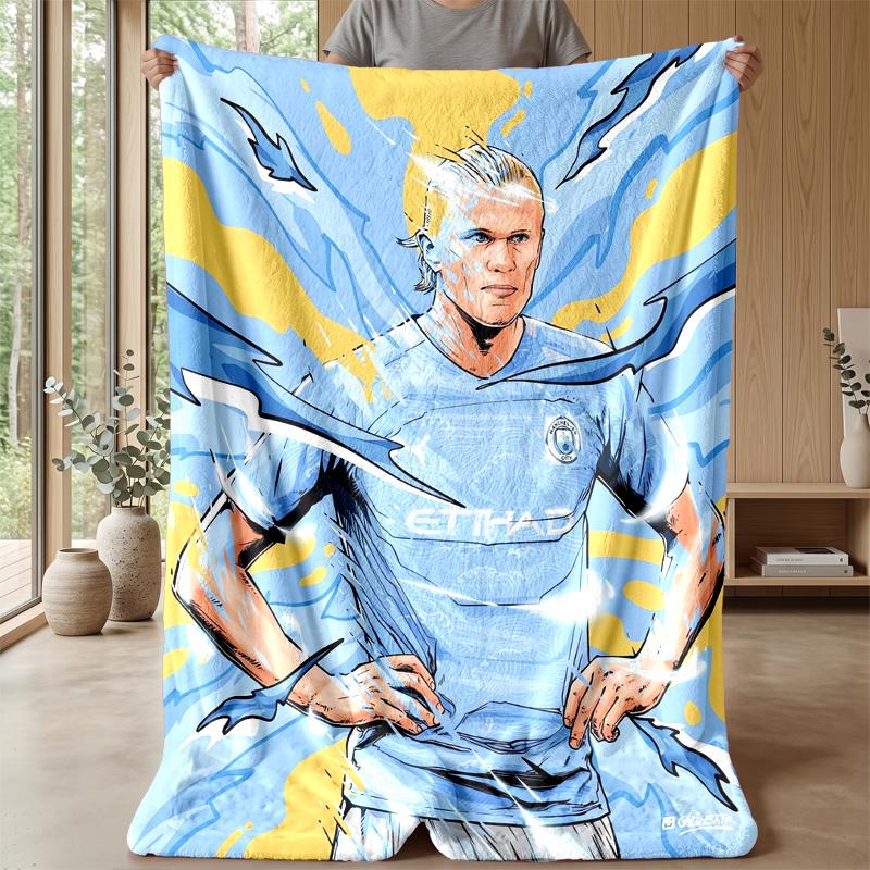 Erling Haaland Theme Blanket Soft Flannel Blanket Plush Throw Blanket Cozy Sofa Bed Blanket for Home Decor