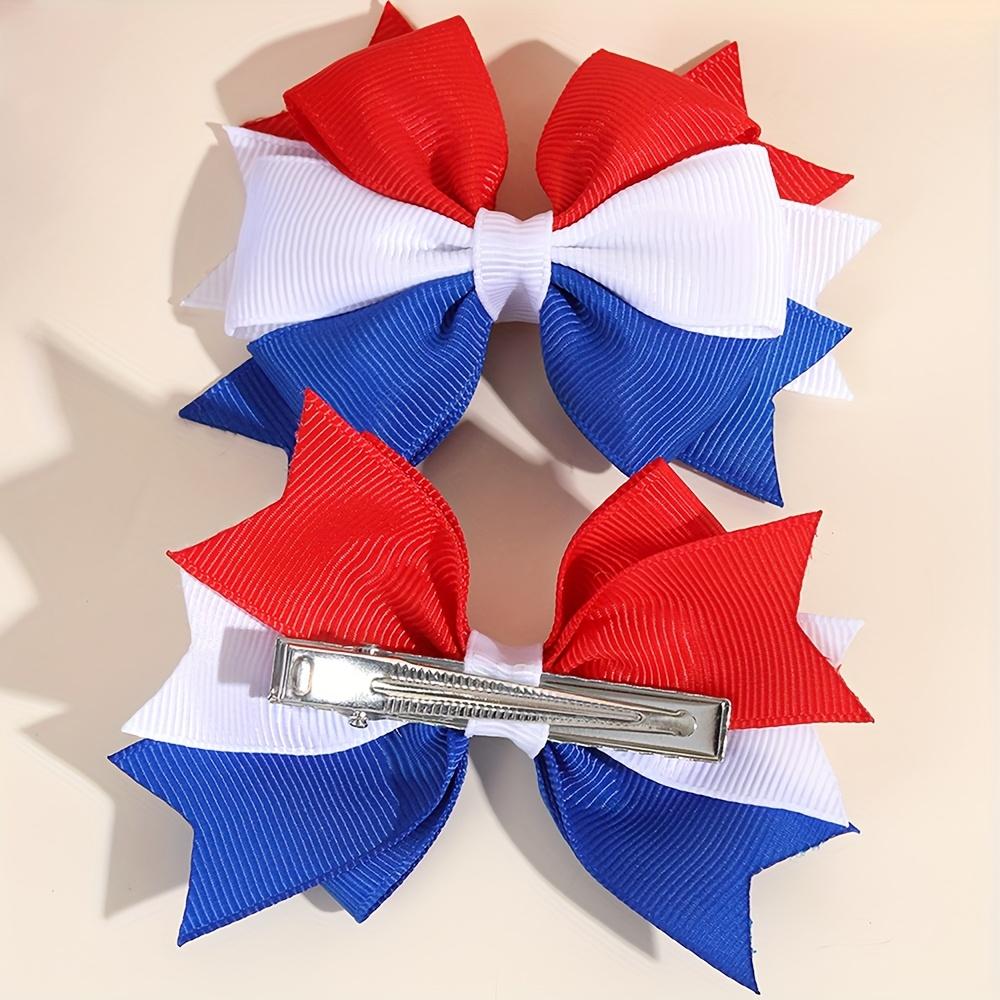 Independence Day Hair Bow Clips Elegant Grosgrain Ribbon Barrettes Fahsionable Hair Accessories National Flag Theme