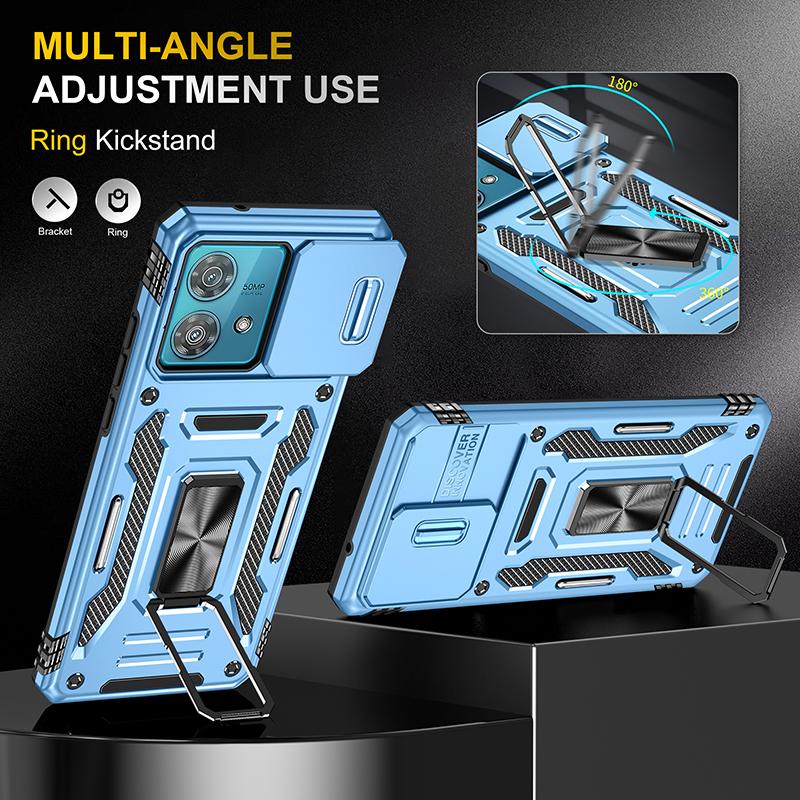 Armor Series For Motorola Edge 40 Neo 5G Case PC+TPU Phone Cover with Kickstand/Lens Shield