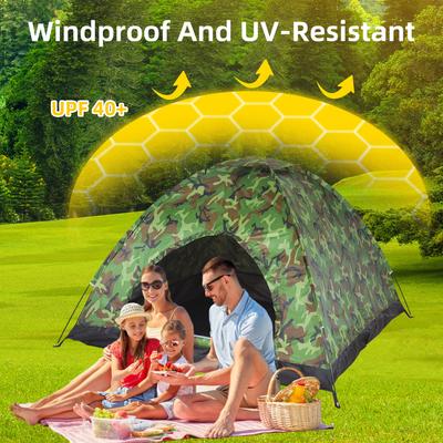 Camping Tent for 3-4 Person Capacity Waterproof Camouflage Dome Tent UV Protection Mosquito Net Easy Setup Tents for Camping