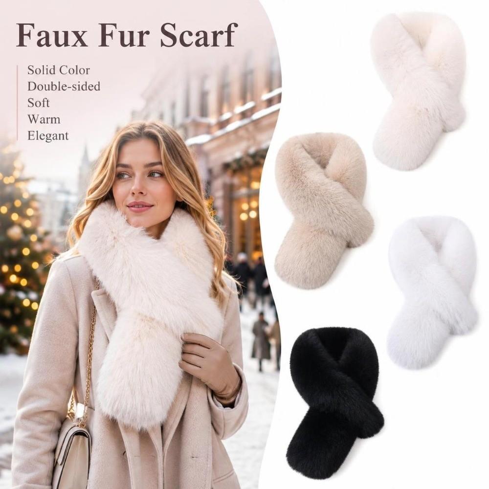 Soft Faux Fur Scarf Double-sided Women Winter Scarves Fashion Thickened Neckscarf Unisex