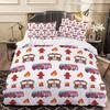 3D Printed Firetruck Quilt Cover, Soft Microfiber Duvet Cover with Hidden Zipper and Pillowcase, Breathable, Machine Washable