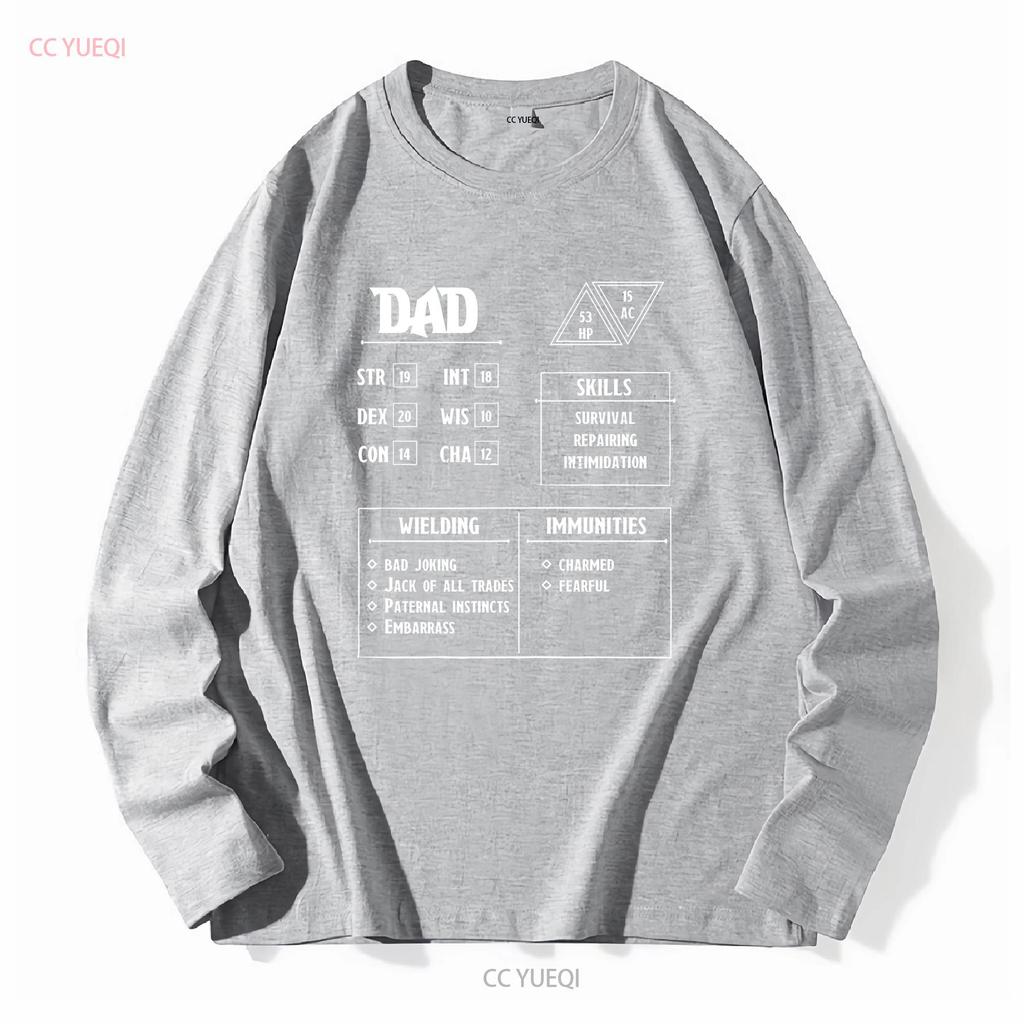 Dad Character Sheet T Shirt DnD Role Playing Vintage Washed Stylish Casual Homme Top For Everyday Wear Fashion Graphic Soft