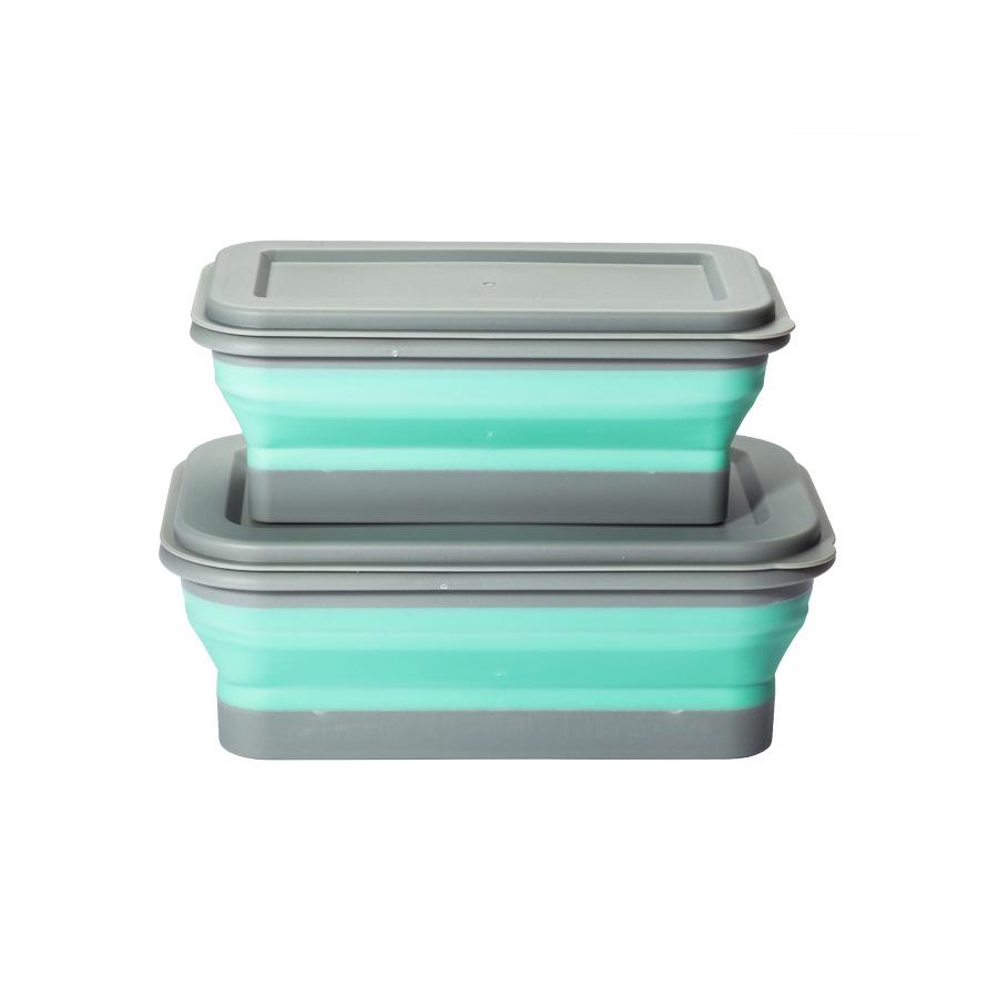 

Квадратная портативная складная миска, для кемпинга и работы с едой, набор из 2 предметов для хранения и ланч-бокса One Size зелёный