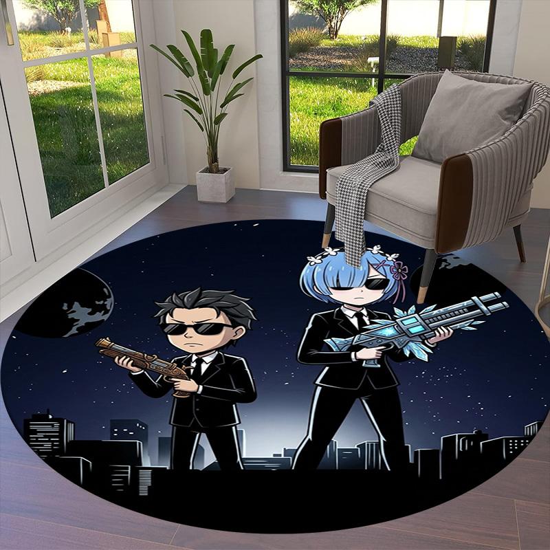 Re Zero Round Area Rug Carpet Rug For Living Room Bedroom Sofa Playroom Decor Nonslip Floor Mat