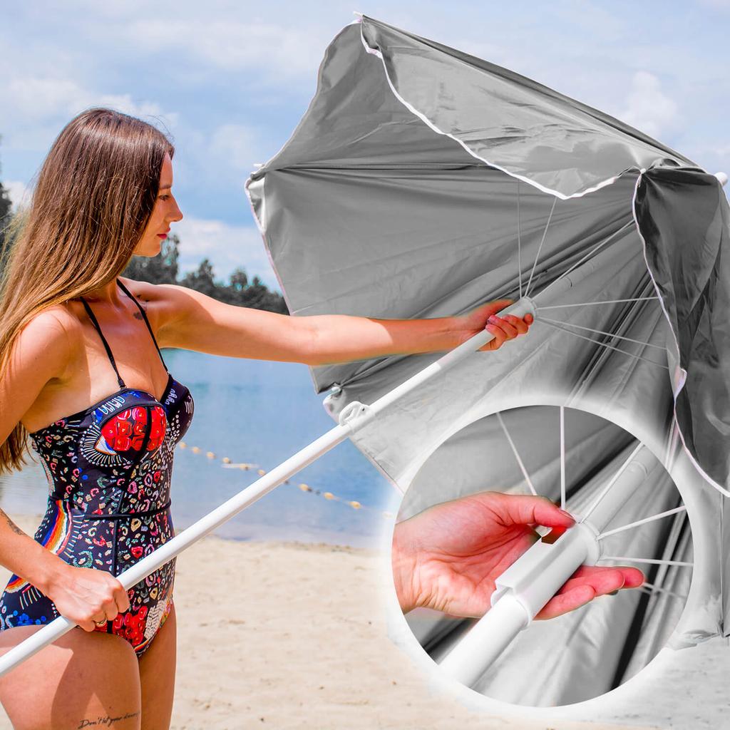 Beach umbrella with UV filter - gray