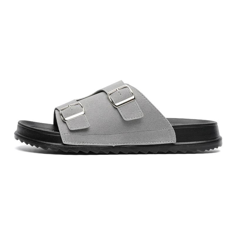 Unisex Suede Double Strap Slide Sandals with Adjustable  and Soft Insole for Casual Summer Wear