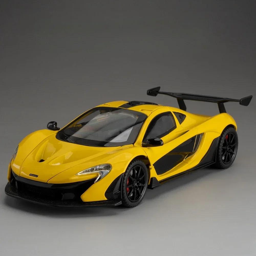 

1/24 литой под давлением спортивный автомобиль McLaren P1 GTR, модель игрушечного автомобиля со звуком и светом, металлическая модель суперкара в подарок 1/24-Size:21*9.5*5.5cm жёлтый