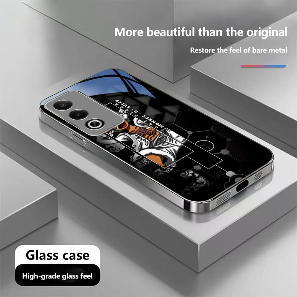 

N197 Новый стильный чехол для телефона One Piece Gear 5 Luffy для iPhone 16 15 Pro Max Samsung S24 S23 A54 A35 Redmi Note 13 Pro с позолоченной рамкой и закаленным стеклом Samsung A14 4G/5G