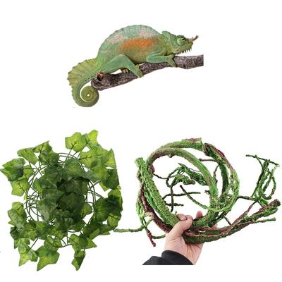 Reptiles Plant Hide Vine Branch Leaves Terrarium Jungle Habita for Lizards Geckos Snake Decorative False Plant