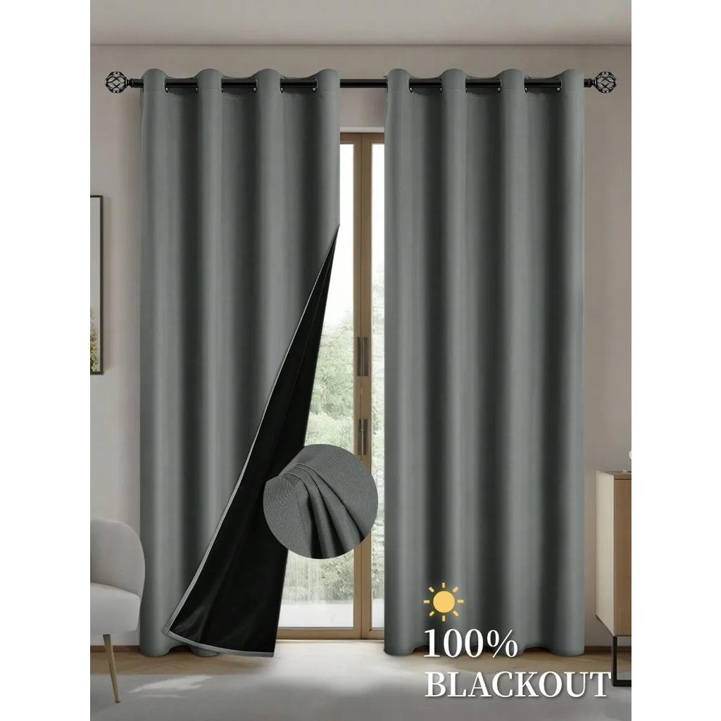 2pcs Blackout Curtains with Coated Insulated Lining, Suitable for Living Room, Bedroom, Kitchen, Home Decor, Room Decoration