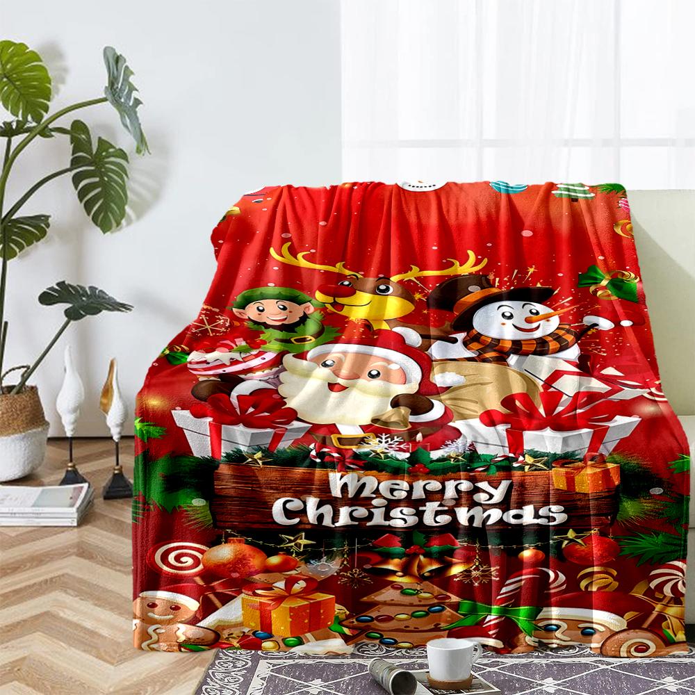 Christmas Theme Printed Blanket - Perfect for Couch, Bed, Travel & Outdoor Use | Machine Washable, Cozy & Durable.